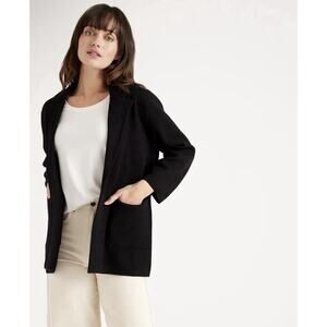 NWT Quince Women's Size Medium 100% Organic Cotton Knit Blazer Black